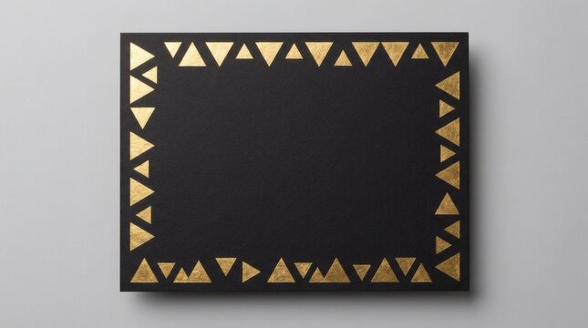 Elegant Geometric Gold Triangle Border on a Matte Black Textured 