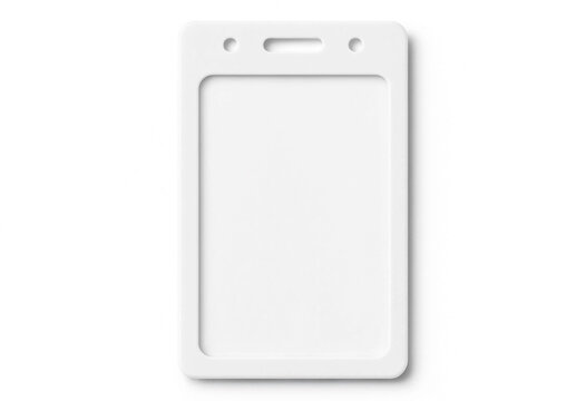 Empty white vertical id badge holder protector sleeve isolated on white background