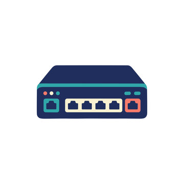 Network Switch Device Flat Icon - Ethernet Ports, Internet Connectivity