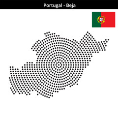 Obraz premium Map of Portugal region Beja in concentric medium dots
