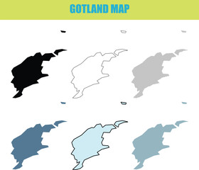 Fototapeta premium Gotland map in fill outline and lined style vector illustration on white background for design