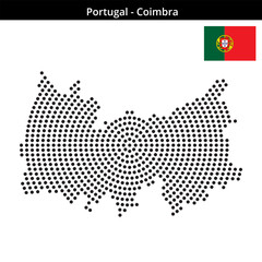 Obraz premium Map of Portugal region Coimbra in concentric medium dots