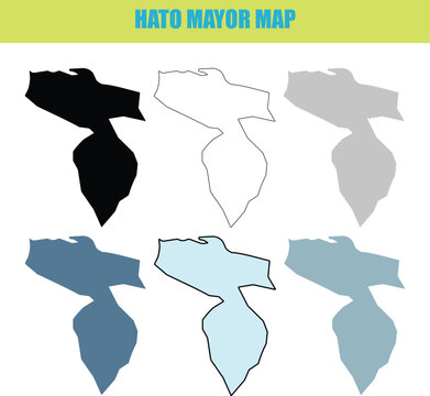 Hato Mayor map variations in fill outline and lined style against a clean background for data visualization