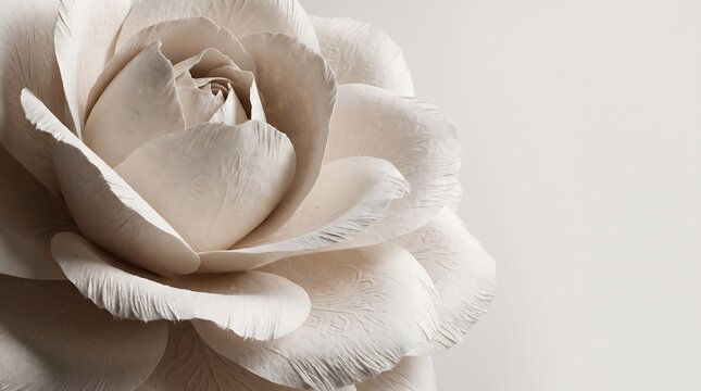 A delicate and detailed close-up of a large white paper flower, showcasing intricate petals and soft textures against a light background.