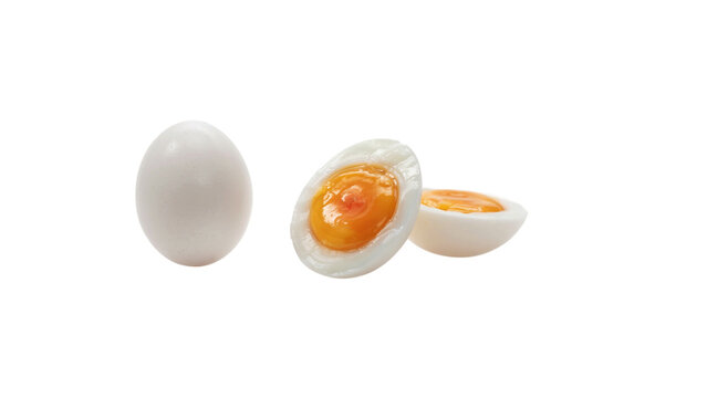 Whole and sliced boiled egg with breakfast ingredient nutrition culinary centered background prepared wholesome minimalist as isolated element