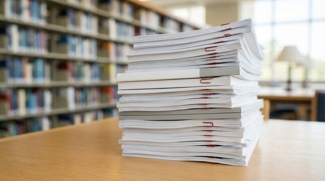 Scientific articles, medical journals, and academic documents stacked in a library as essential research paper resources.
