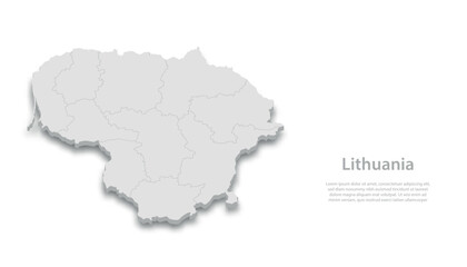 Fototapeta premium Lithuania Country Map 3D Vector Illustration