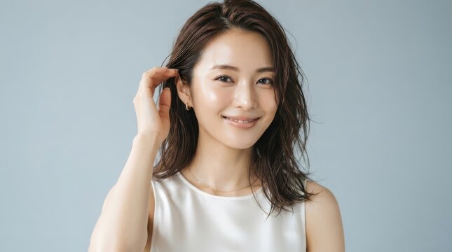 Portrait of a beautiful young japanese woman with natural makeup