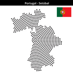 Obraz premium Map of Portugal region Setúbal in concentric medium dots