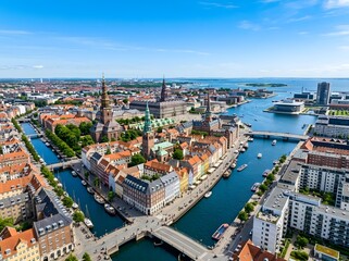 Aerial view of the historic city center of gdansk poland featuring the motlawa river and old town architecture © Farvez
