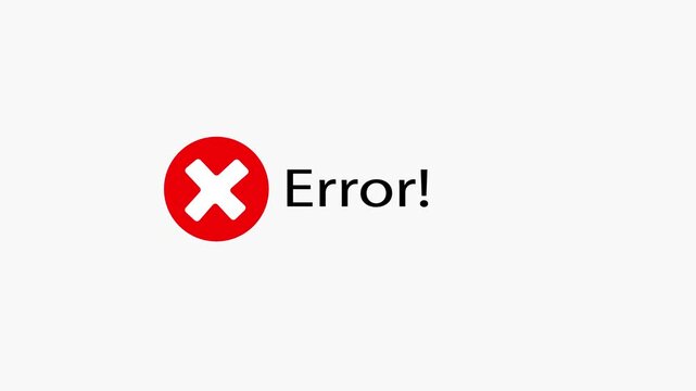 Animated critical error message alert for website notification warning.
