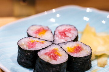 Tuna Maki Sushi Rolls Arranged in Flower Pattern © 龍伯 後藤