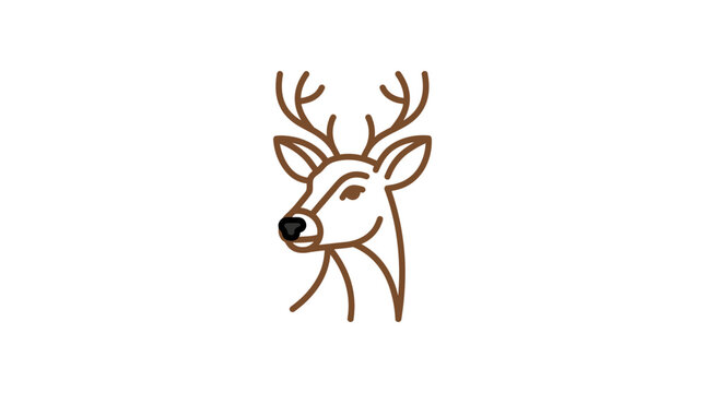Minimalist deer buck head icon with brown outlines.