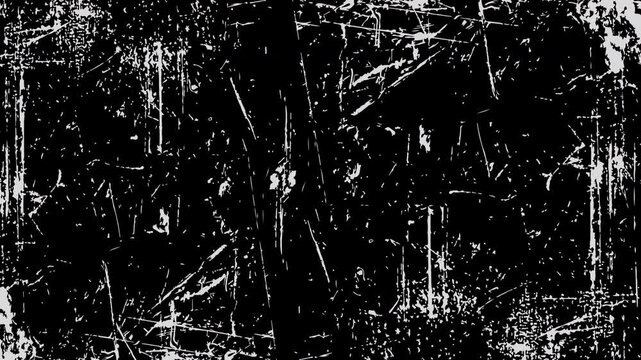 White grungy strokes on a black screen background. Grunge old film effect for editing. easy to use