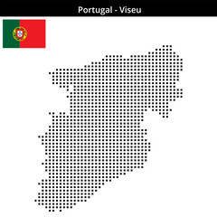 Obraz premium Map of Portugal region Viseu in medium size square dots
