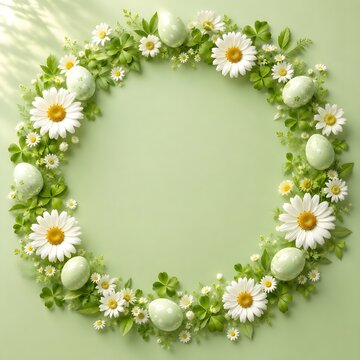 Square Easter Wreath Frame Graphic Mint Green Instagram Backdrop for Text