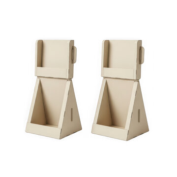Two beige paper mailers standing side by side isolated on white background