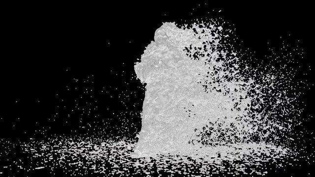 Water Splash Breakdance Character Front View with Alpha Matte