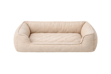 Obraz premium Beige Quilted Plush Pet Bed with Raised Cushioned Sides Isolated on Transparent Background
