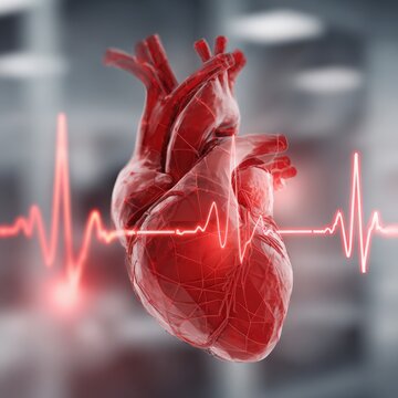 Human heart organ displaying heartbeat rhythm ekg
