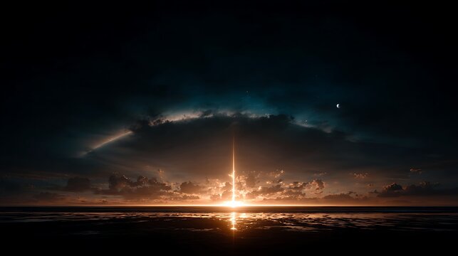 Horizontal gradient sky with orange and purple hues and transparent background