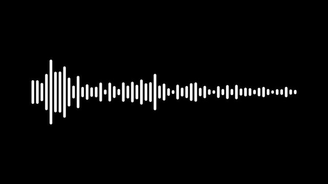 Abstract white line audio spectrum animation with pulsing sound waves and digital frequency equalizer on black background, futuristic sound wave visualization, sound wave equalizer loop.4k video