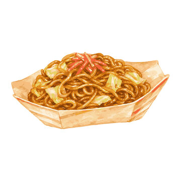 焼きそばのイラスト 夏祭り 縁日 屋台 麺