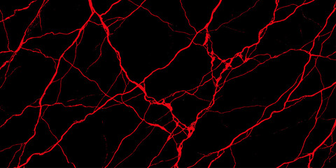 Abstract Red Veins on Black Background, a striking close-up of vivid red lines resembling veins or cracks spreading across a deep black surface, creating a dramatic and intense visual texture. © Shehbaz Studio