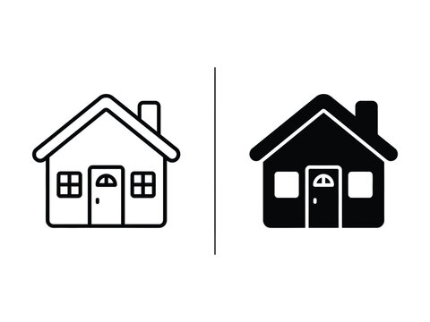 Residential House Vector Icon in Outline and Filled Styles for Professional UI Design