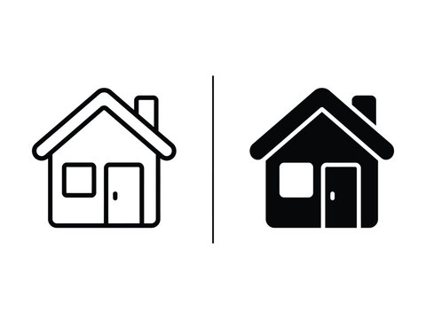 Residential Home Vector Icon in Outline and Filled Styles for Professional UI Design