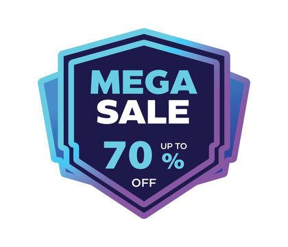 Mega sale 70 percent off discount badge vector template design for promo banner and e commerce offer