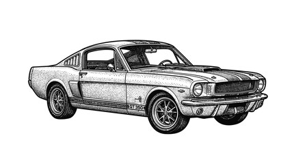 Vintage American Muscle Car Illustration. © Fera