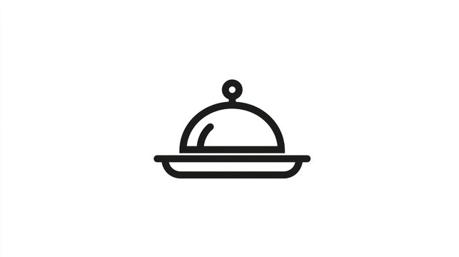 Icon of a service cloche on a plate line art graphic with restaurant.