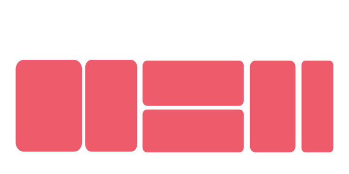 Minimalist pink geometric shapes, abstract rounded rectangle blocks, modern flat vector composition for UI layout and graphic design