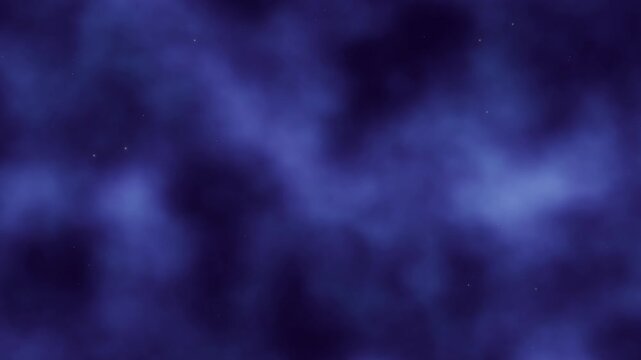 Blue purple clouds drift across dark space with stars