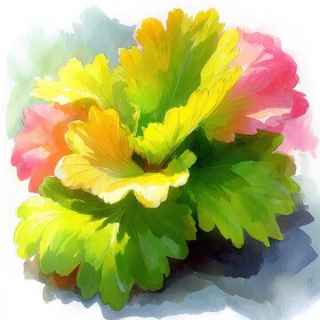 Watercolor painting of pelargonium flowers in bloom, vibrant colors, close-up view, artistic style, studio shot