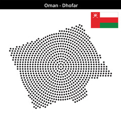 Fototapeta premium Map of Oman region Dhofar in concentric medium dots
