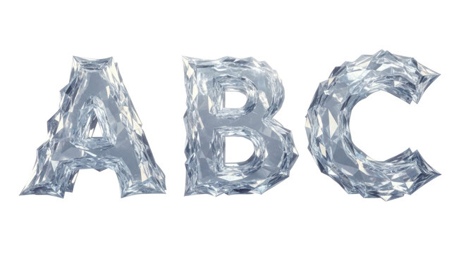 Ice alphabet letters for branding and design. Frozen ABC cutout set with transparent background for commercial use, Cutout PNG