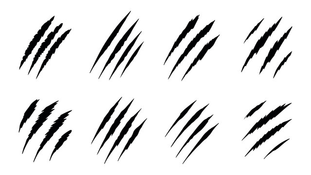 Realistic animal claw scratches set for aggressive identity and powerful sports team logos.