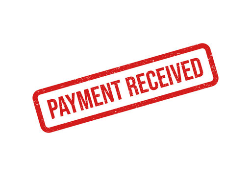 Red payment received stamp or badge isolated on transparent background