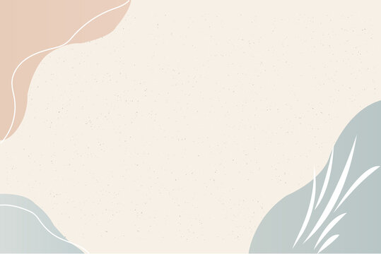 Minimalist Abstract Beige Vector Background with Pastel Shapes and Line Art