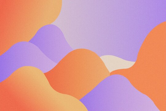 Minimalist Abstract Grainy Background Vector with Purple and Orange Waves