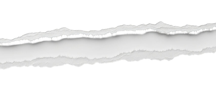 Torn white paper strip. Ripped edge texture for design Cutout PNG