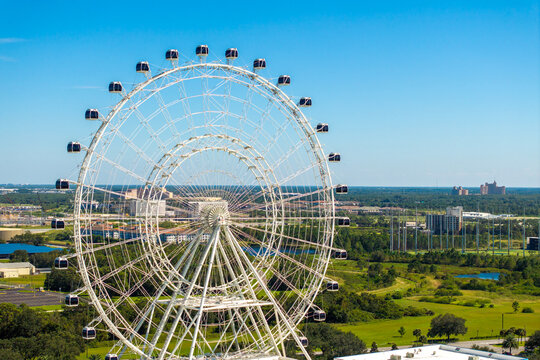 Ferris wheel at Icon Park in amusement park in Orlando, Florida. American travel destination.