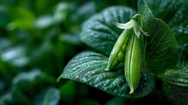 Green pea pod closeup fresh garden vegetable premium food photography Pictures