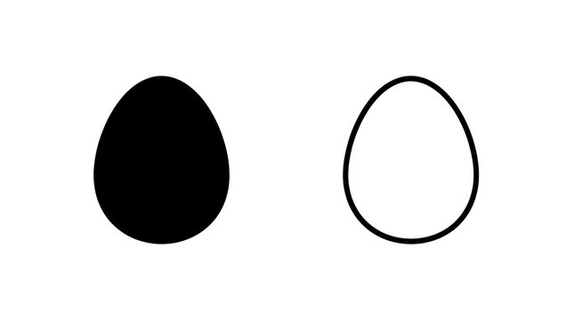 Black and white egg icon set for food or health themes