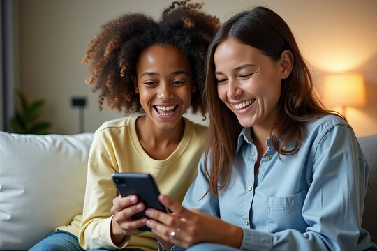 Heartwarming Moment: A Child Enthusiastically Teaching a Parent to Use a Digital Health Monitoring Device, Celebrating the Fusion of Modern Technology and Family Bonds