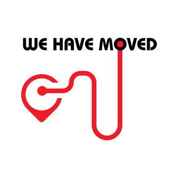we have moved sign on white background