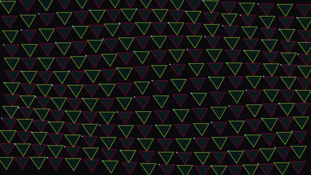 Abstract geometric pattern with colorful triangle outlines motion graphic