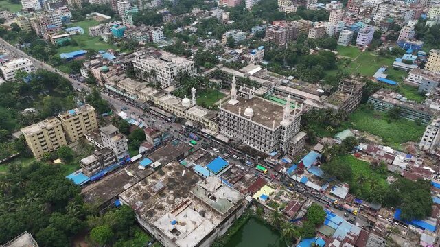 Aerial view of Al Jamiatul Ahlia Darul Uloom Moinul Islam in Hathazari, Chittagong Division, Bangladesh.